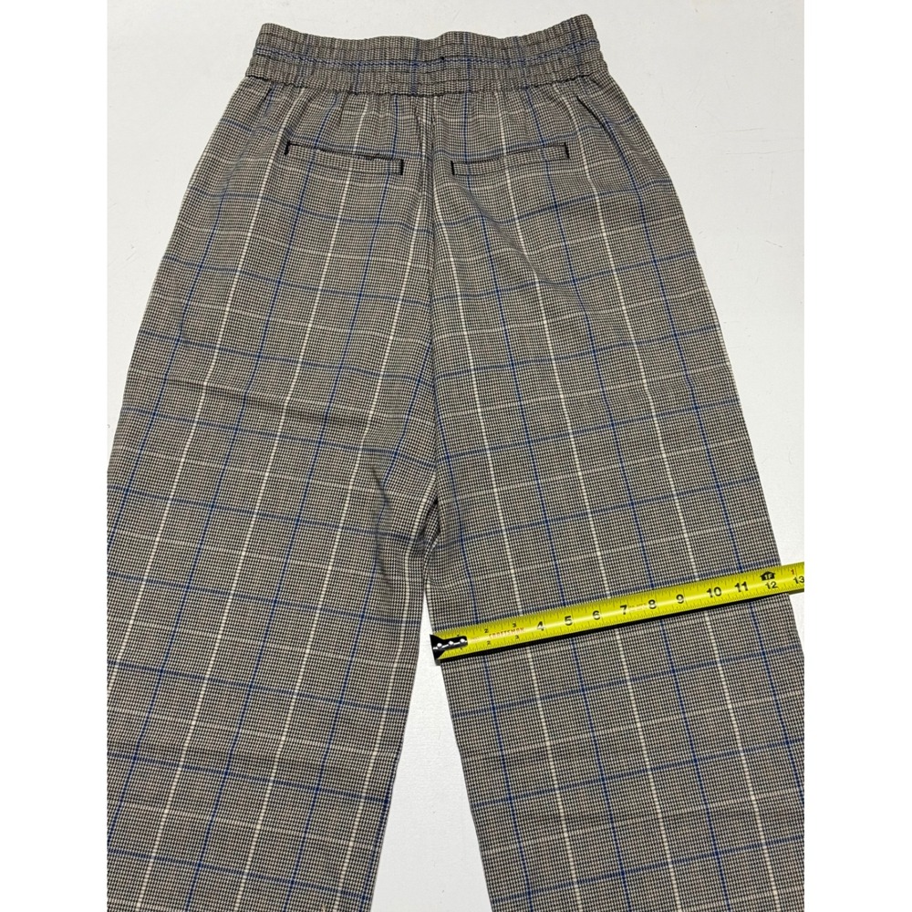 Madewell Glen Plaid Pull On Straight Leg‎ Pants Brown Blue Small Elastic Waist - Picture 5 of 5